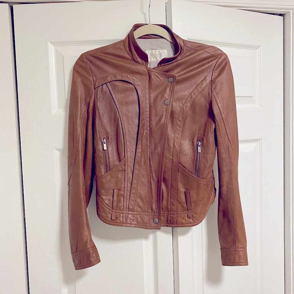 Time 100% Lambskin Leather Jacket in Brown (Korean brand)